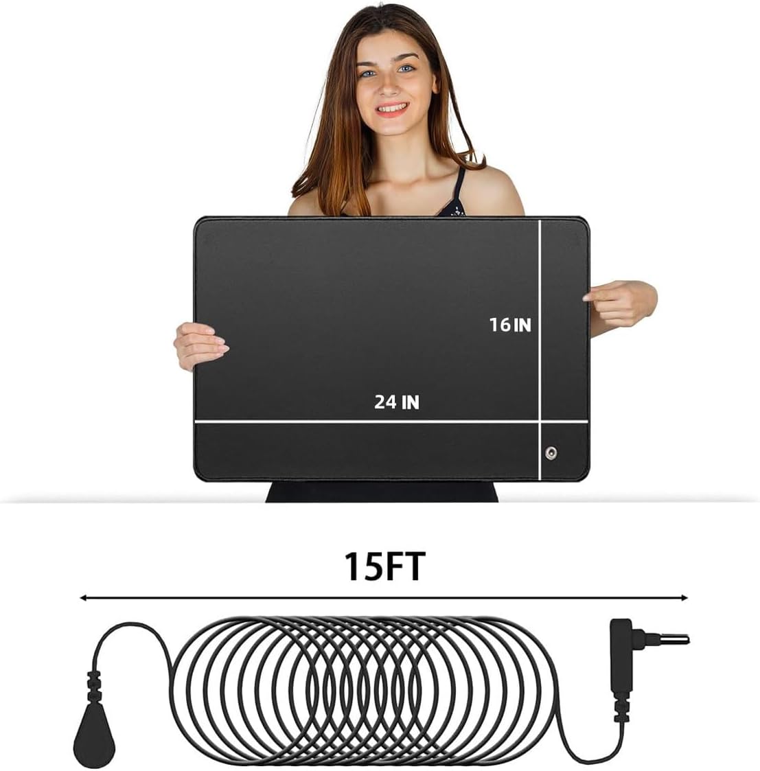 Grounding Mat Kits, 24"x16" Earthing Mat, 15-Foot Cord, Conductive Carbon Grounding at Home, Office, Work, Desk,Grounding Pad for Health